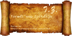 Tormássy Zoltán névjegykártya