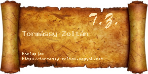 Tormássy Zoltán névjegykártya